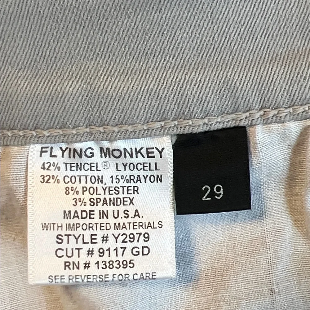 Flying Monkey Gray Denim Skirt Frayed Raw Hem Size 29